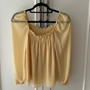 Sheer Yellow Aritzia Long Sleeved Blouse